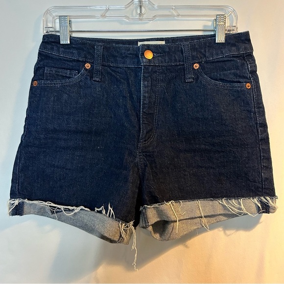 Universal Thread Blue Jean Shorts High-Waisted Frayed Hem Size 4 - Picture 1 of 7